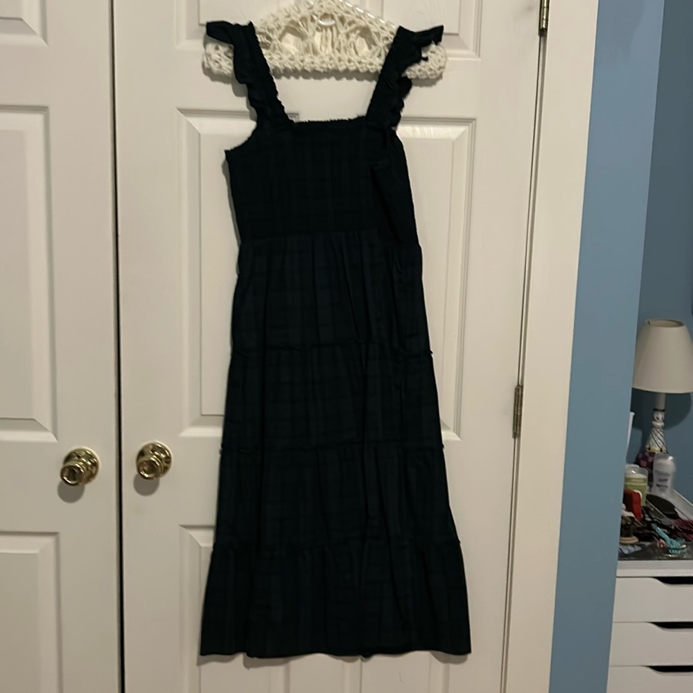 JCrew factory smocked dress with plaid pattern size medium